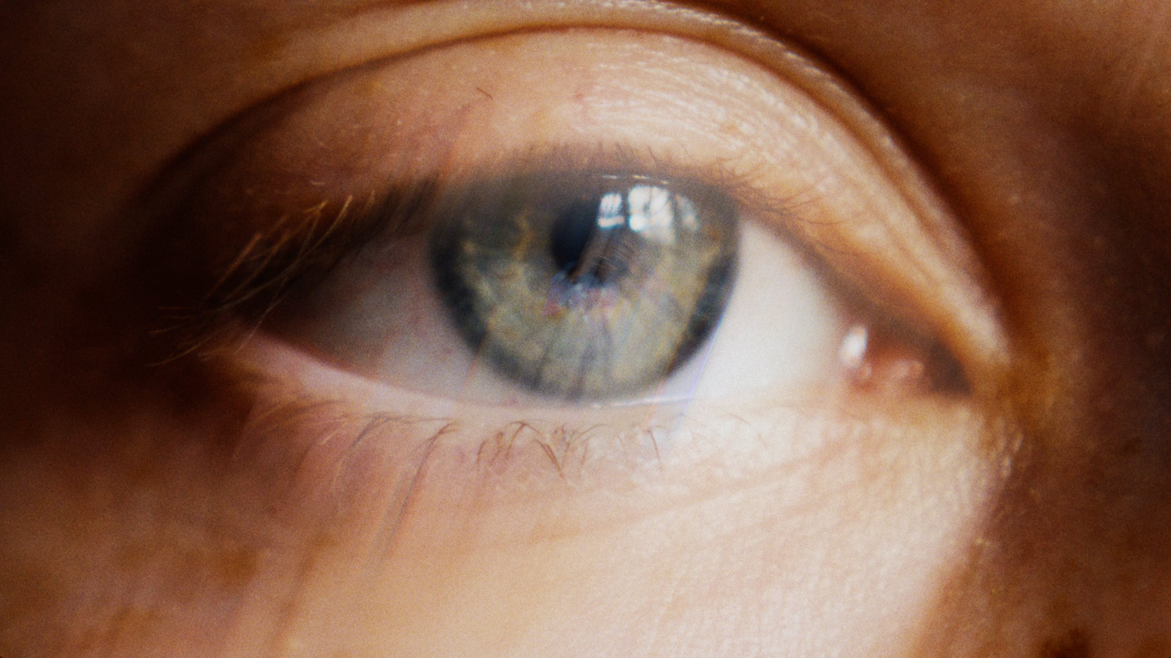 Close-up of an eye, the catchlight drawn across the iris, with ShiftBox